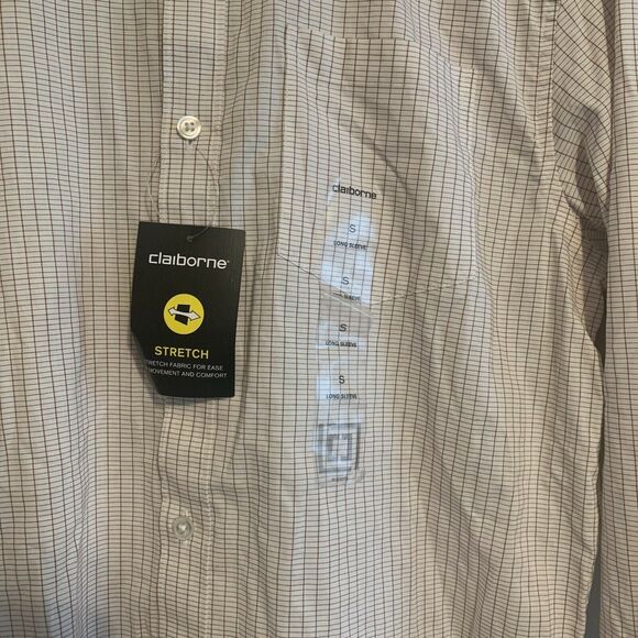 Claiborne Long Sleeve Stretch Button Down Dress Shirt Plaid Size Small New - Picture 3 of 5